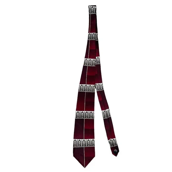 Stafford Executive Men's Red Geometric Classic Silk Necktie - Picture 1 of 7